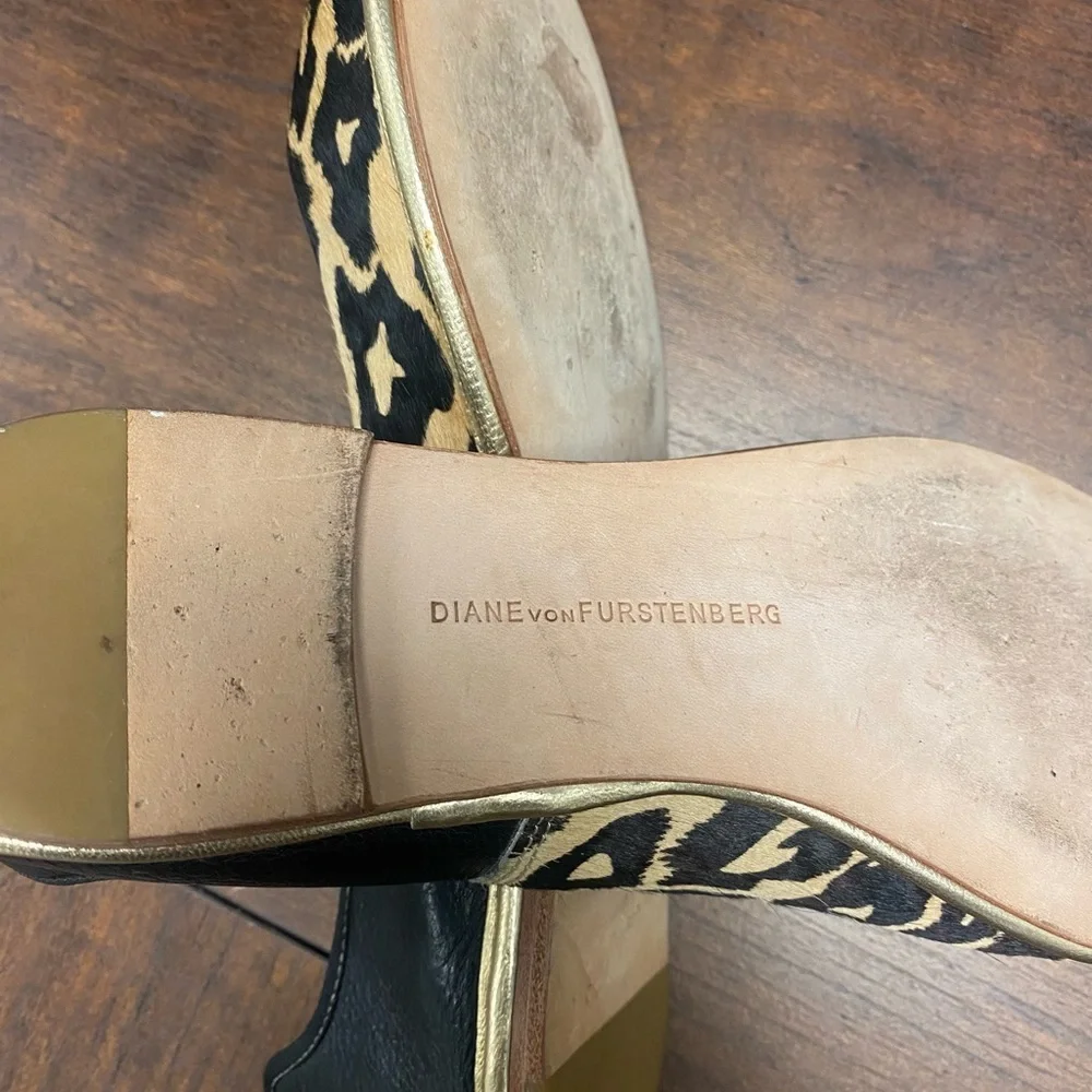 Diane Von Furstenberg Botswana Calf Hair Leopard Flats Size 8.5